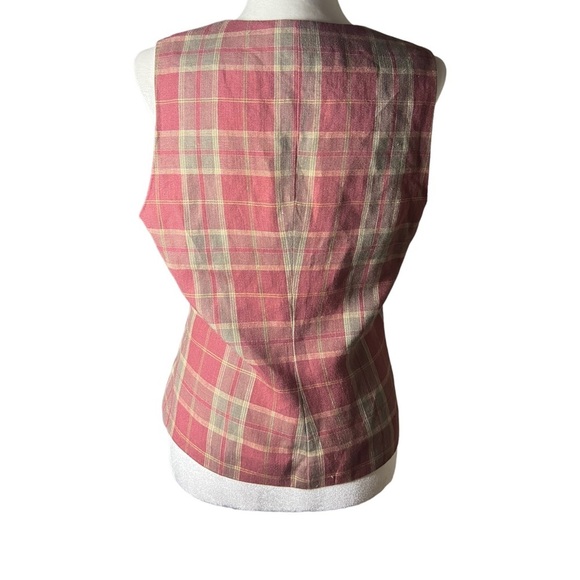 Vintage Linen-Blend Plaid Cottagecore Vest 6 - Picture 2 of 6